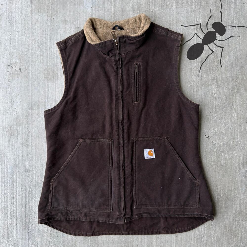 Vintage Y2K Carhartt WOMENS WV001 DKB Brown work wear vest - Picture 1 of 4